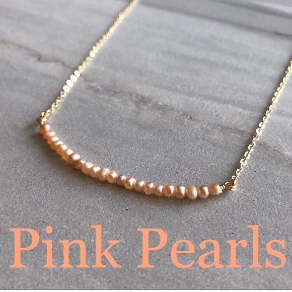 14k Gold Freshwater Pearl Bar Necklace - Picture 5 of 8